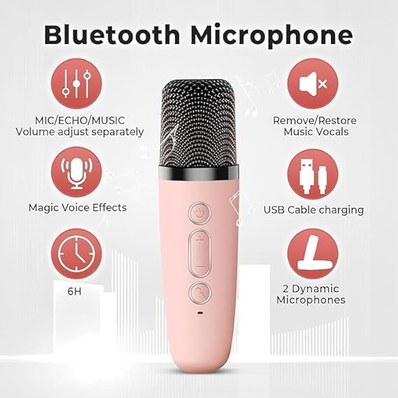 Fun LED portable speaker and microphone set for kids, perfect for sing-alongs, parties, and entertainment. www.usmile.toys